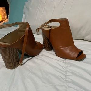 Brown leather booties